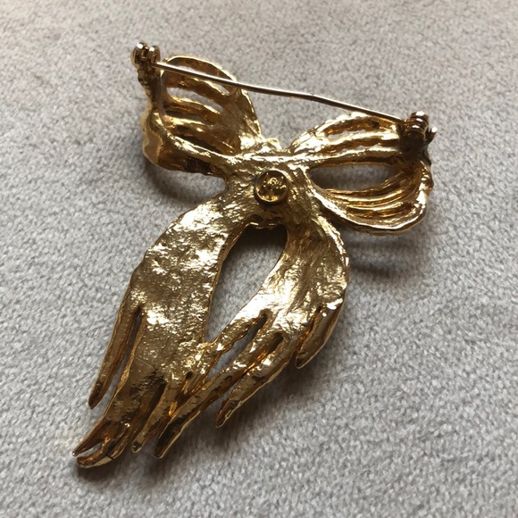 Vintage Angel Braided Rope Texture Gold Brooch - Picture 3 of 10